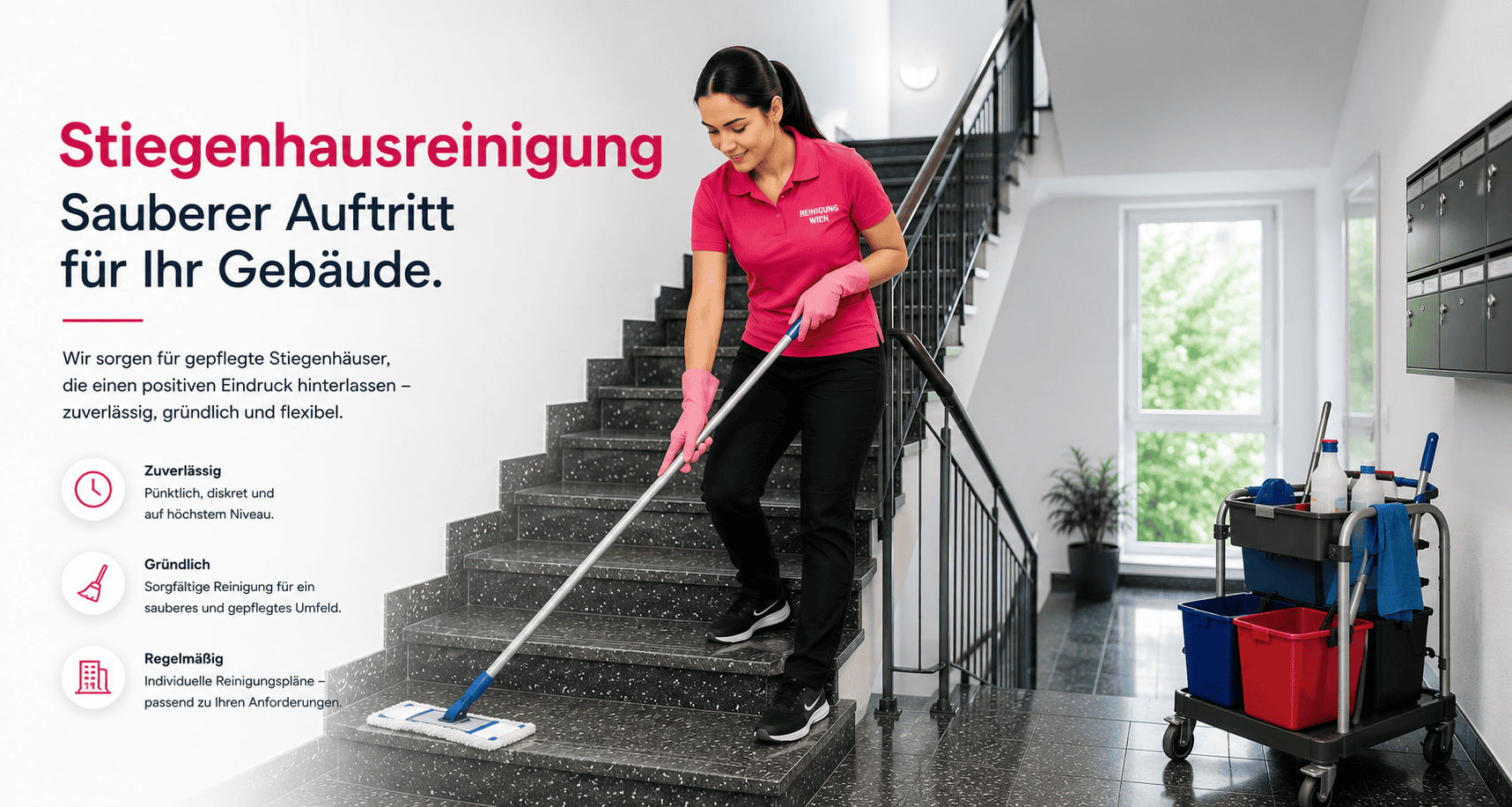 Stiegenhausreinigung — Bling Bling Premium Reinigung, wiederkehrend, Festpreis, Hausverwaltung