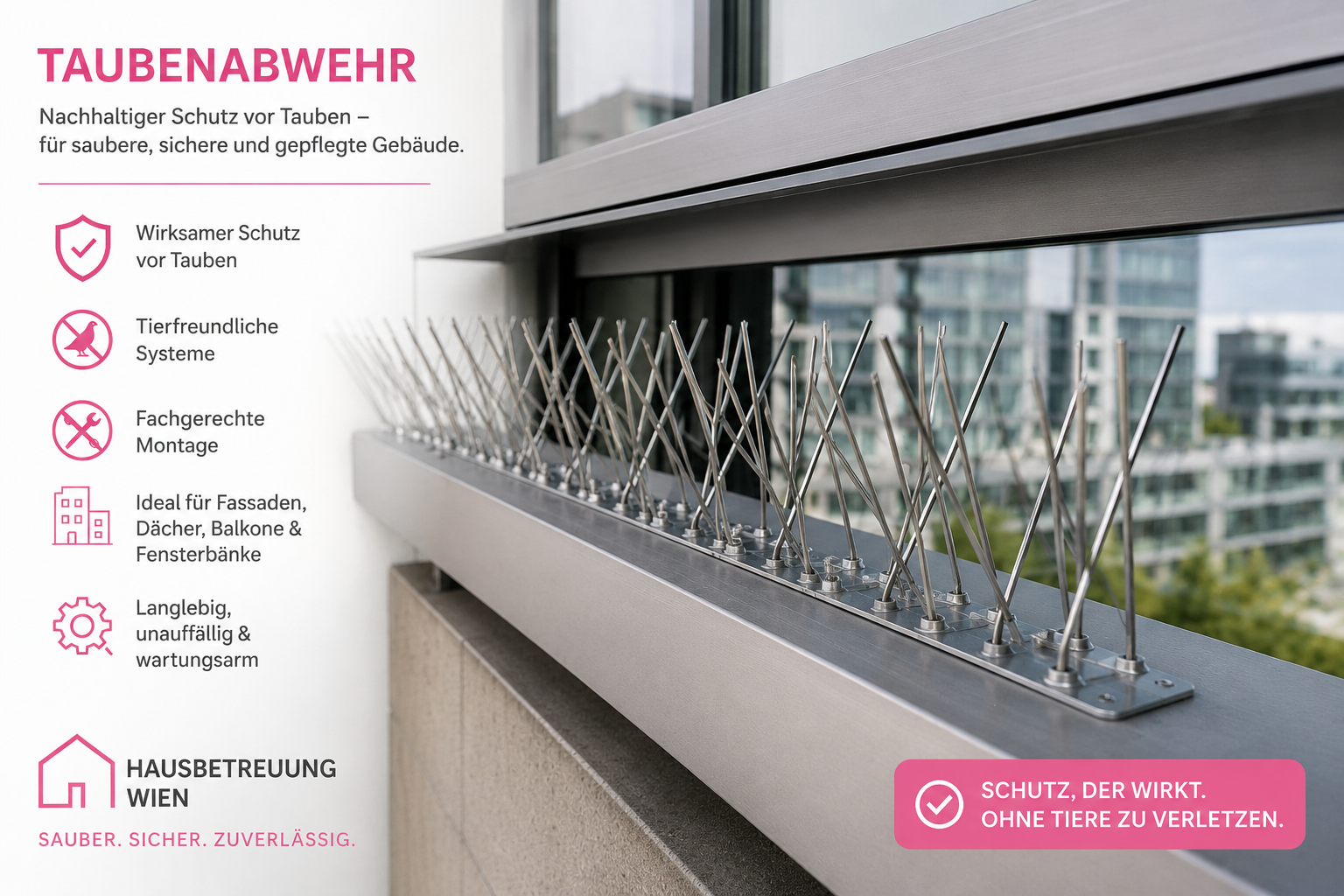 Taubenabwehr Salzburg — Taubenkot-Sanierung und tierschutzkonforme Taubenabwehr von Bling Bling Premium Reinigung für Wien, Graz, Linz, Salzburg