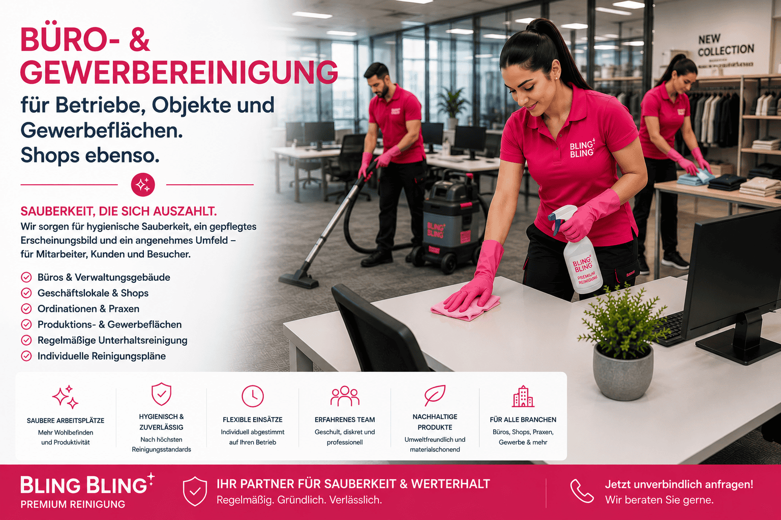 Büro- und Gewerbereinigung Wien — Bling Bling Premium Reinigung für Büros, Betriebe und Objekte