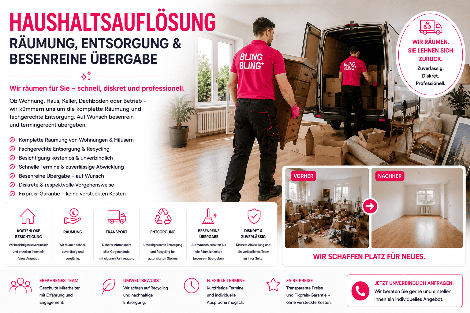 Haushaltsauflösung Wien — Bling Bling Premium Reinigung, Räumung mit festem Stammteam