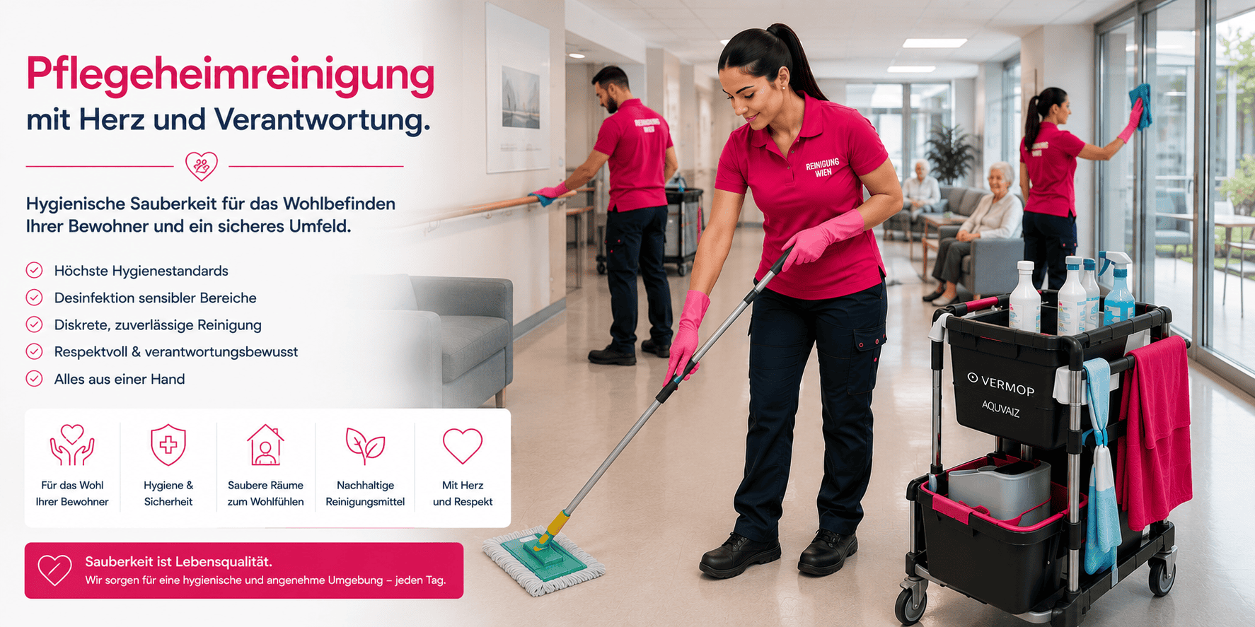 Pflegeheimreinigung Österreich — intensive Pflegeheimreinigung von Bling Bling Premium Reinigung für Wien, Graz, Linz, Salzburg
