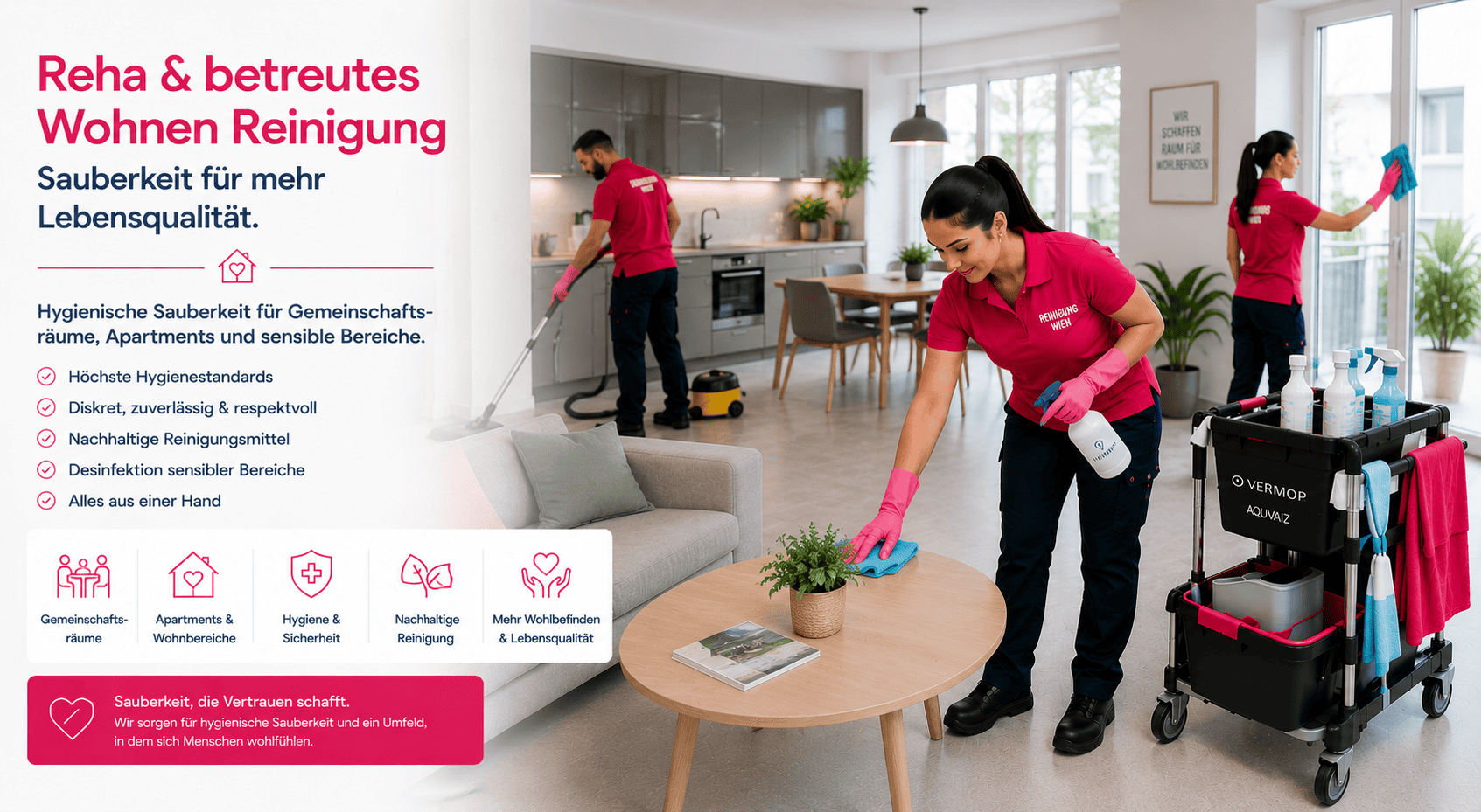 Reha- und Betreutes-Wohnen-Reinigung Österreich — intensive Reha- und Betreutes-Wohnen-Reinigung von Bling Bling Premium Reinigung für Wien, Graz, Linz, Salzburg