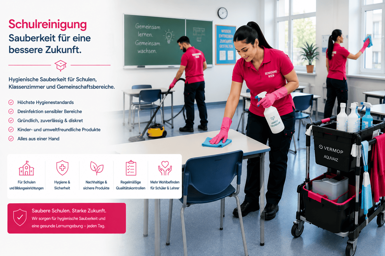Schulreinigung Österreich — intensive Schulreinigung von Bling Bling Premium Reinigung für Wien, Graz, Linz, Salzburg