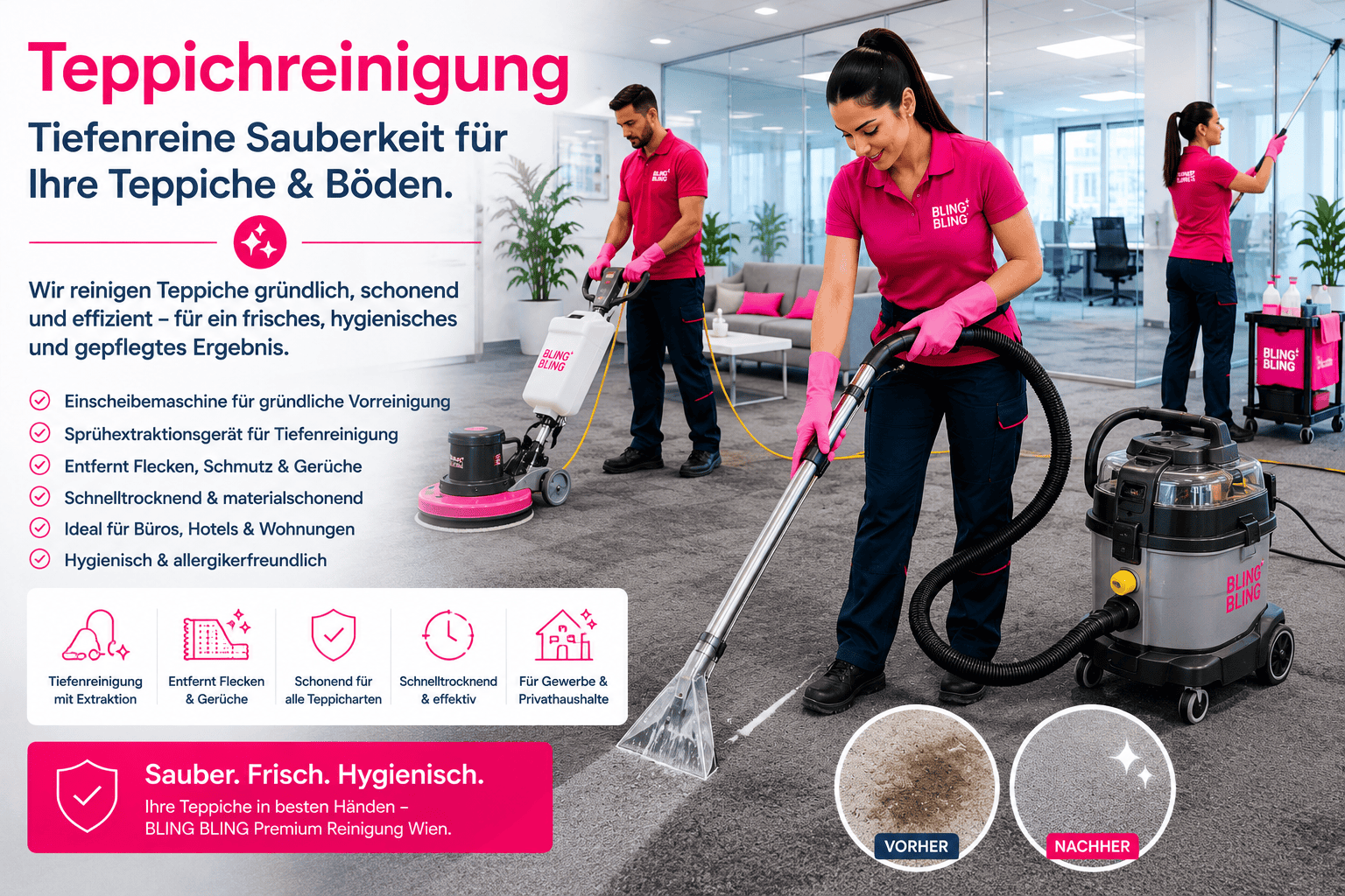 Teppichreinigung — Teppichreinigung Österreich — intensive Teppichreinigung von Bling Bling Premium Reinigung für Österreich, Graz, Linz, Salzburg